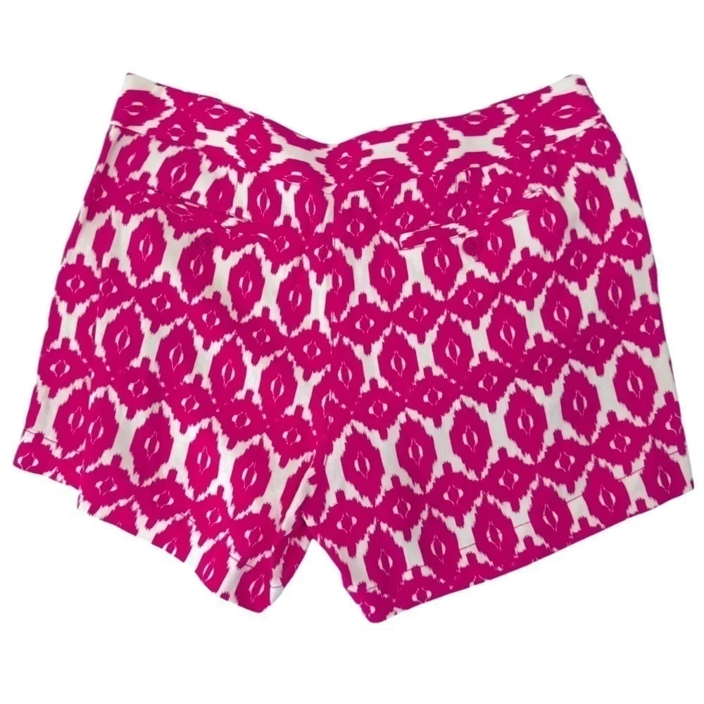 Madison Linen Hot Pink and White Flat Front Classic Shorts, 8